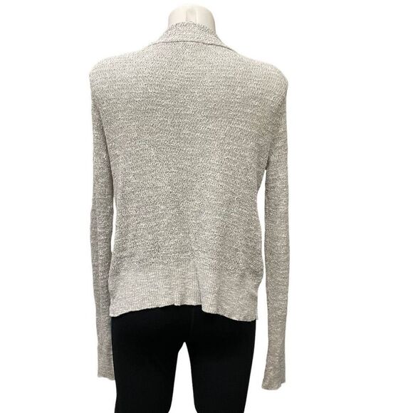 FREE PEOPLE Gray Faux Wrap Crossover Front waffle knit light sweater size small - Picture 4 of 9
